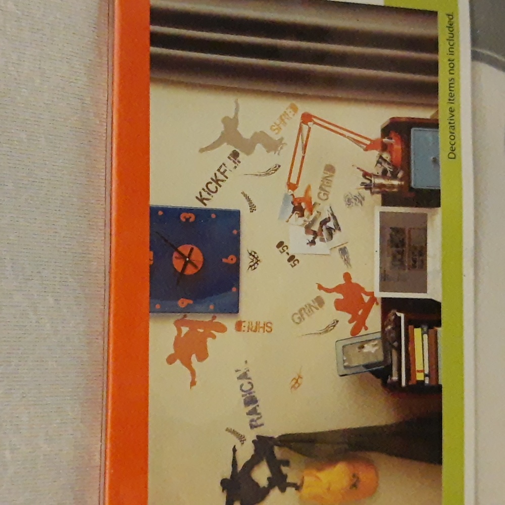 Skateboard Theme Wall Sticker Decals Room Décor, ORANGE, 1 Pack